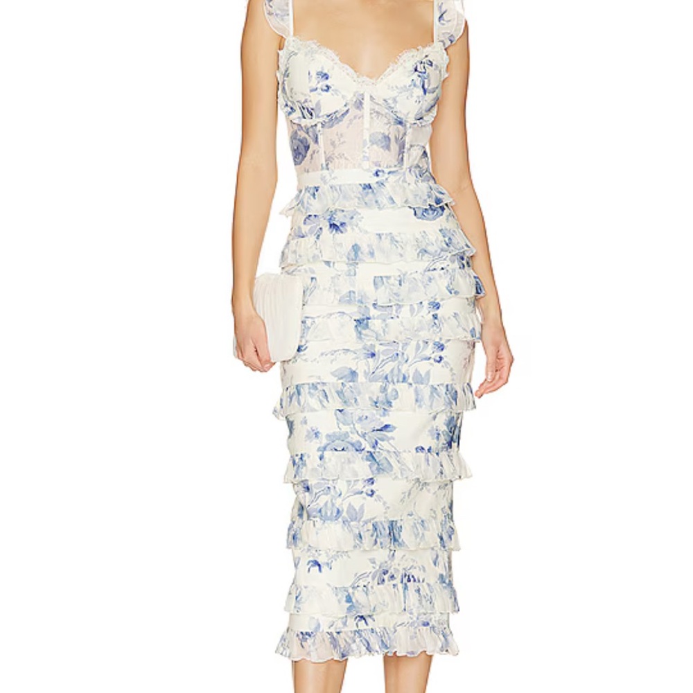 Fiorenza Midi Dress in Provencal Blue Floral